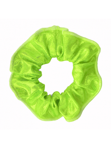 Gumička do vlasů - scrunchie - reflexní zelená metalíza