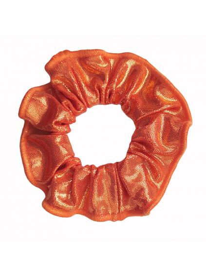 Gumička do vlasů - scrunchie - oranžová metalíza