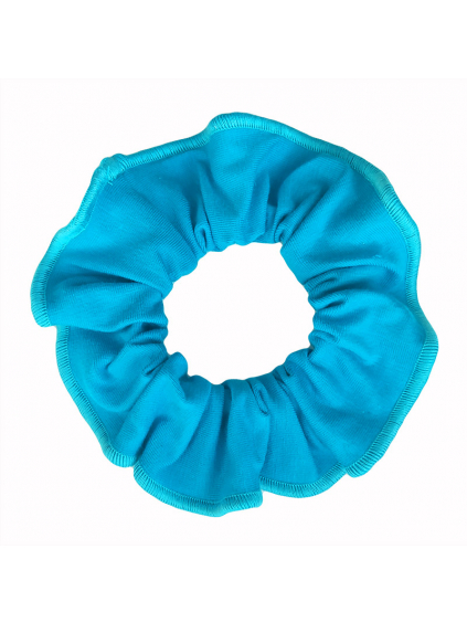 Gumička do vlasů - scrunchie - tyrkysová elastická bavlna