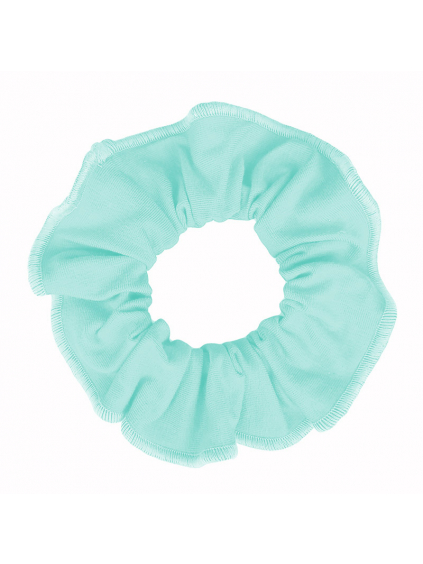 Gumička do vlasů - scrunchie - světle modrozelená elastická bavlna