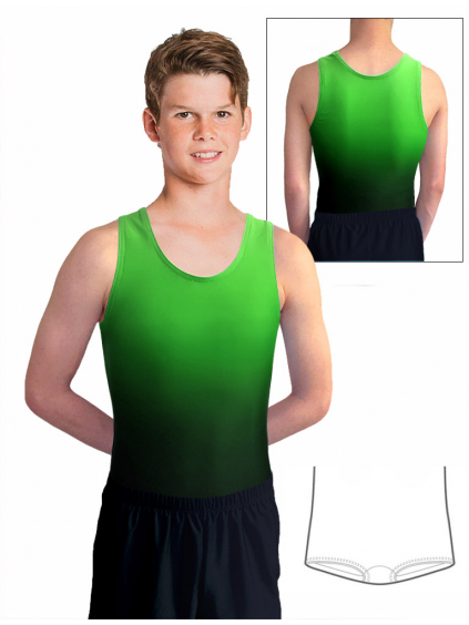 Gymnastický dres chlapecký, pánský D37chn t122 černozelená ombré