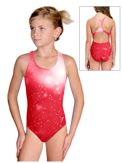 Dívčí sportovní plavky jednodílné PD623 t207 červená