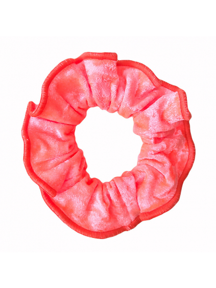 Gumička do vlasů - scrunchie - reflexní růžový samet