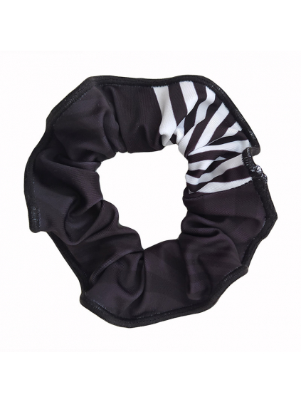 Gumička do vlasů - scrunchie - t125 černobílá