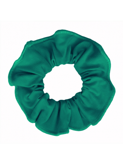 Gumička do vlasů - scrunchie - tmavě zelená elastická bavlna