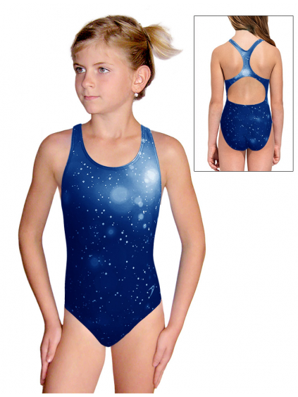 Dívčí sportovní plavky jednodílné PD623 t207 tmavě modrá