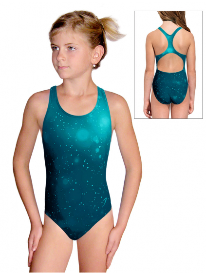 Dívčí sportovní plavky jednodílné PD623 t207 modrozelená