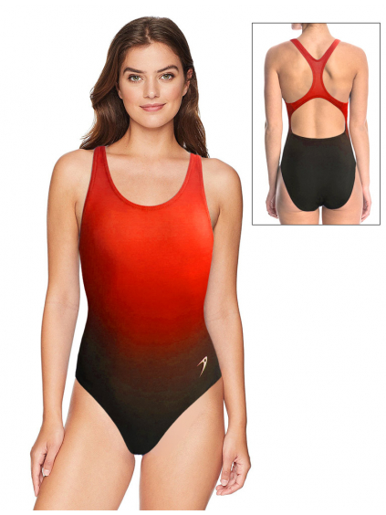 Dámské sportovní plavky jednodílné P623  t122 černočervená ombré