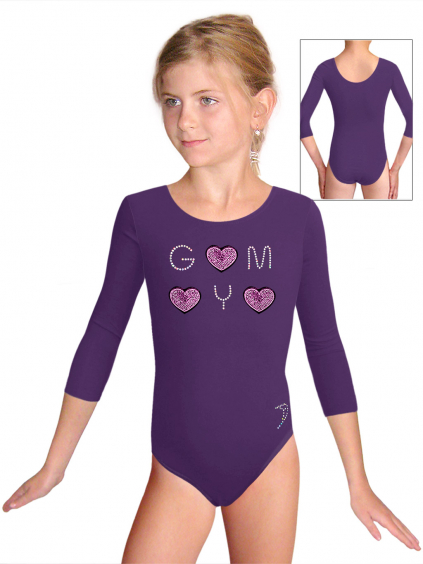 Gymnastický dres B37trg f80 fialová elastická bavlna
