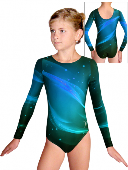 Gymnastický dres  D37d t152 modrozelená