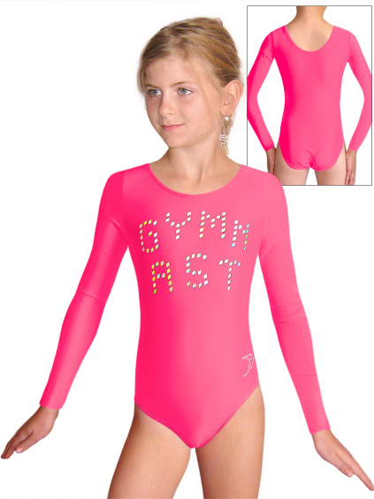 Gymnastický dres S37dg f89 reflexní růžové mikrovlákno