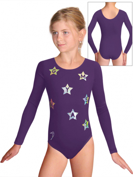 Gymnastický dres B37dg f93 tmavě fialová elastická bavlna