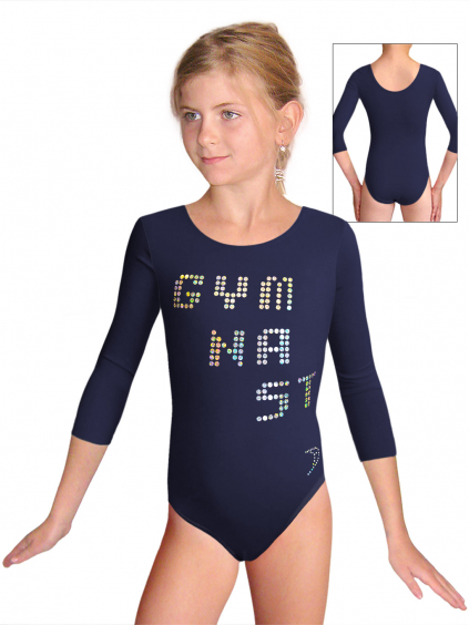 Gymnastický dres B37trg f92 tmavě modrá elastická bavlna