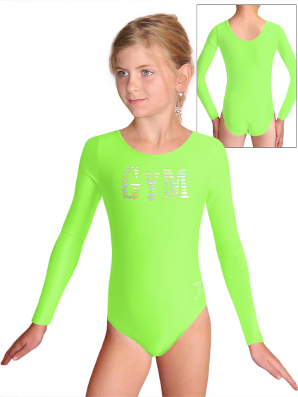 Gymnastický dres S37dg f105 reflexní zelené mikrovlákno