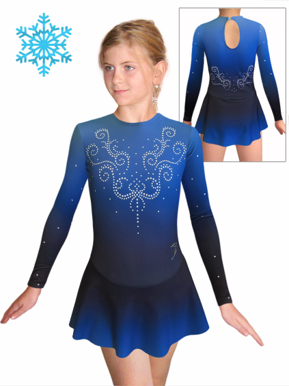 Krasobruslařské šaty - trikot K743 t122 černomodrá TERMO