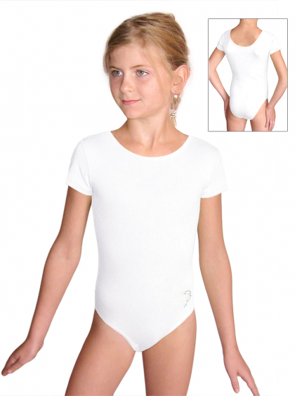 Gymnastický dres B37kkg bílá elastická bavlna