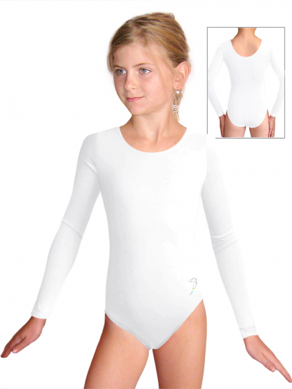 Gymnastický dres B37dg bílá elastická bavlna