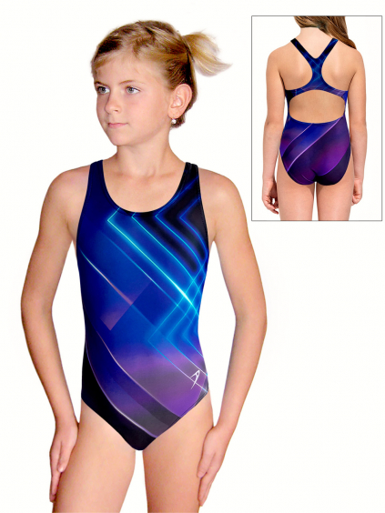Dívčí sportovní plavky jednodílné PD623 t161 modrofialová