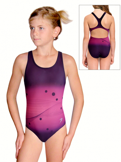 Dívčí sportovní plavky jednodílné PD623 t158 růžová