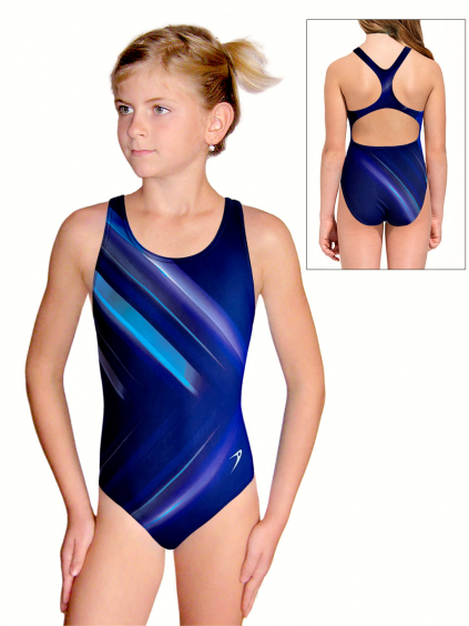 Dívčí sportovní plavky jednodílné PD623 t160 modrá