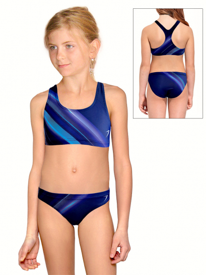 Dívčí sportovní plavky dvoudílné PD658 t160 modrá