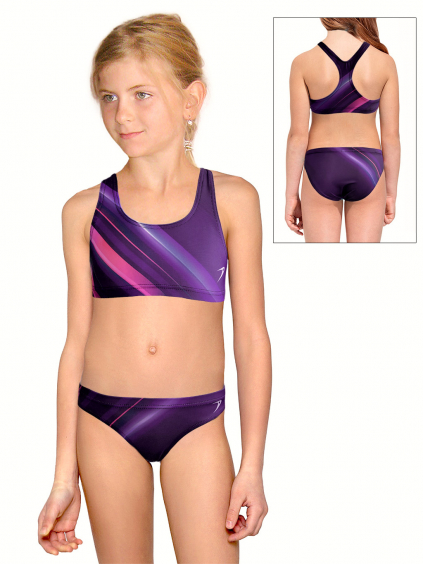 Dívčí sportovní plavky dvoudílné PD658 t160 fialovorůžová