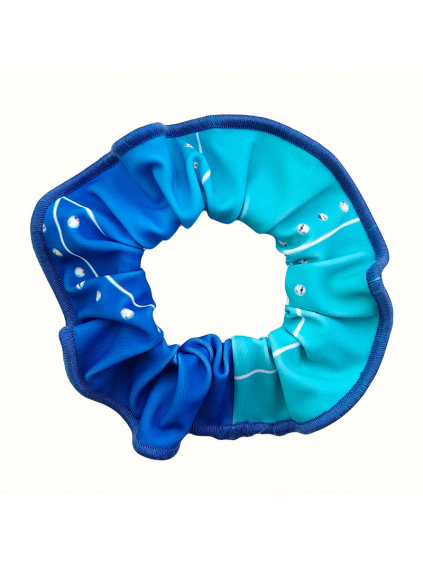 Gumička do vlasů - scrunchie - t156 modrotyrkysová