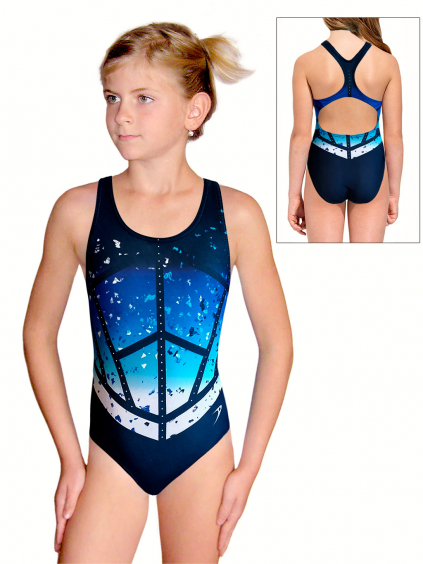 Dívčí sportovní plavky jednodílné PD623 t154 modrá