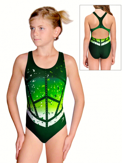 Dívčí sportovní plavky jednodílné PD623 t154 zelená