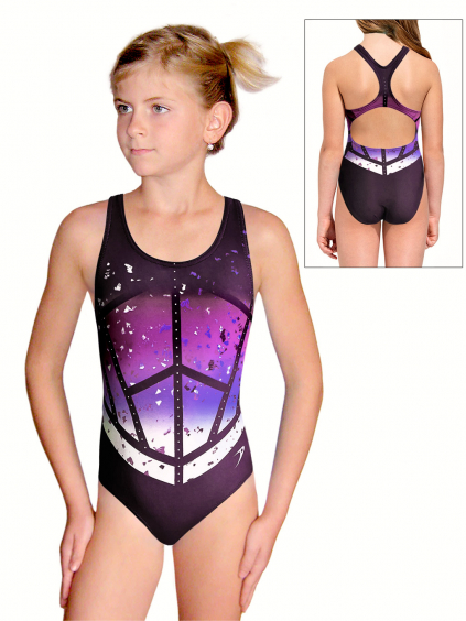 Dívčí sportovní plavky jednodílné PD623 t154 fialová