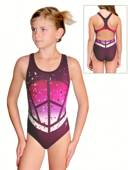 Dívčí sportovní plavky jednodílné PD623 t154 růžová