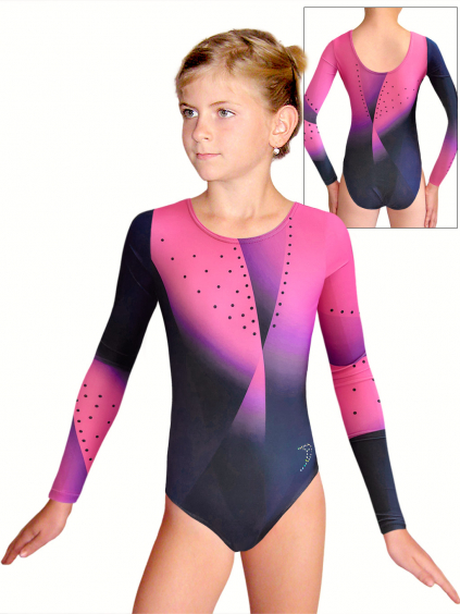 Gymnastický dres D37d t162 tmavě modrá s růžovou