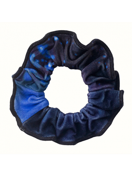 Gumička do vlasů - scrunchie - t166 tmavě modrá s modrou samet