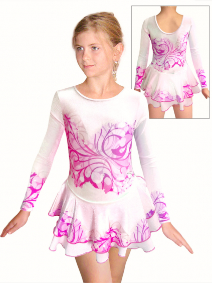 Krasobruslařské šaty - trikot K745 t165 bílá s růžovofialovou samet