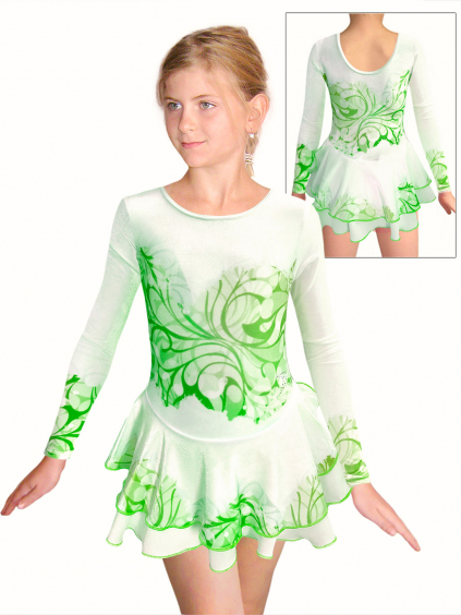 Krasobruslařské šaty - trikot K745 t165 bílá se zelenou samet
