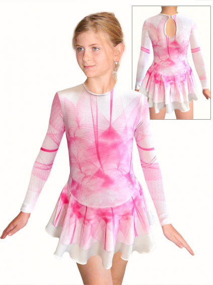 Krasobruslařské šaty - trikot K747 t168 růžovobílý samet