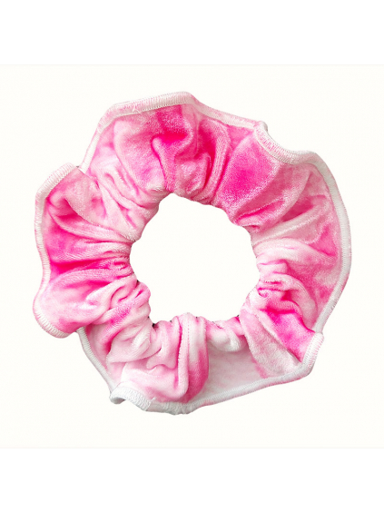 Gumička do vlasů - scrunchie - t168 růžovobílý samet