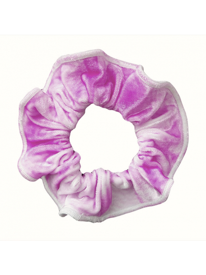 Gumička do vlasů - scrunchie - t168 fialovobílý samet