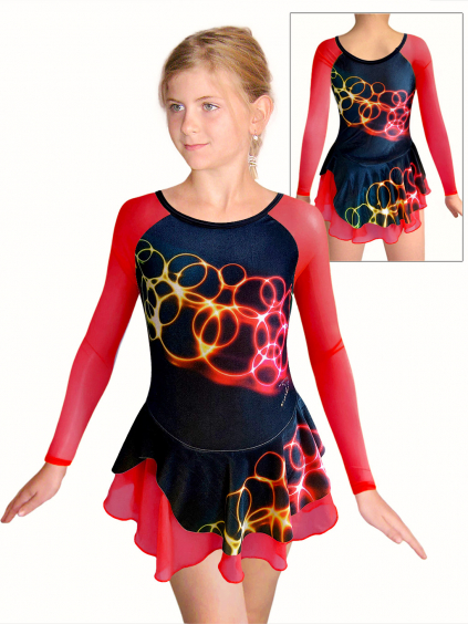 Krasobruslařské šaty - trikot K744 t164 samet s červenou
