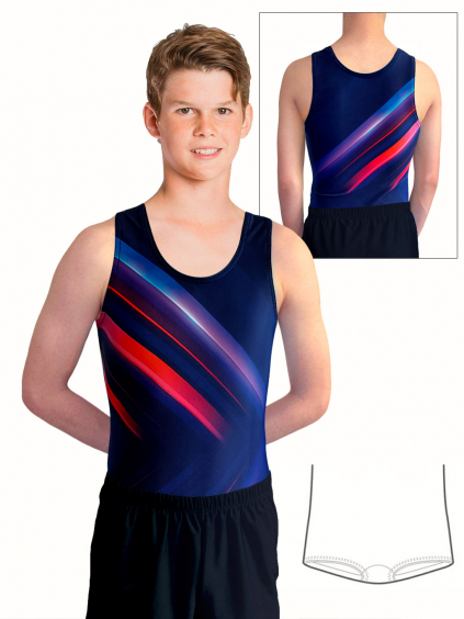 Gymnastický dres chlapecký, pánský D37chn t160 modročervená