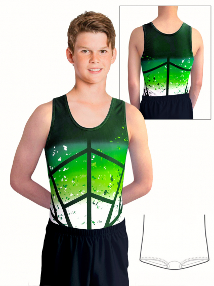 Gymnastický dres chlapecký, pánský D37chn t154 zelená