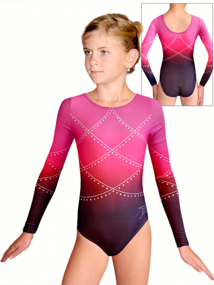 Gymnastický dres D37d t156 černorůžová