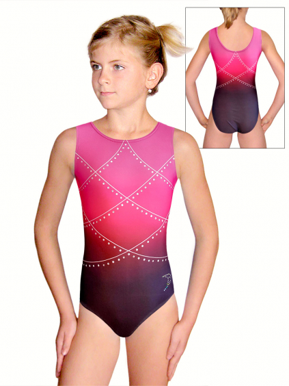 Gymnastický dres D37r t156 černorůžová
