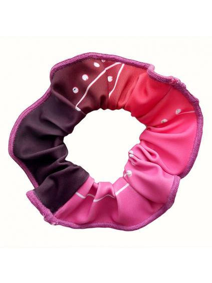 Gumička do vlasů - scrunchie - t156 černorůžová