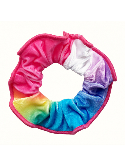 Gumička do vlasů - scrunchie - t169 barevná s růžovou samet