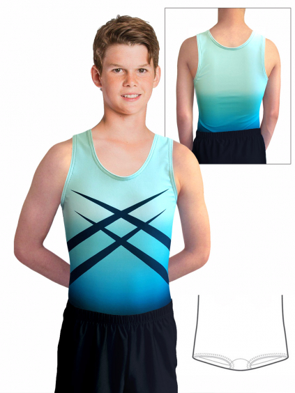 Gymnastický dres chlapecký, pánský D37chn t173 modrotyrkysová