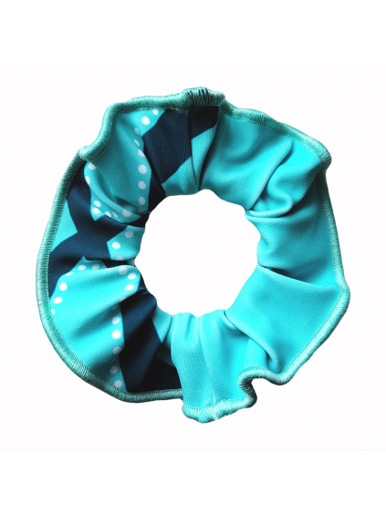 Gumička do vlasů - scrunchie - t173 modrotyrkysová