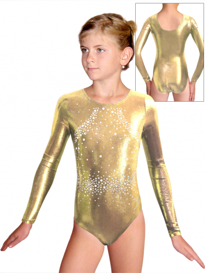Gymnastický dres D37dg f110 zlatá metalíza