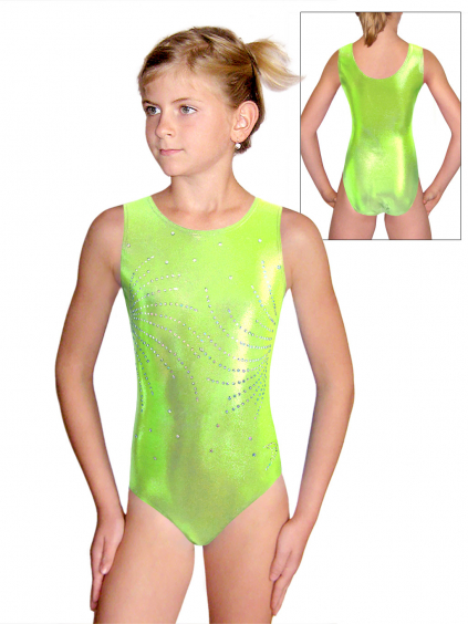 Gymnastický dres D37rg f112 reflexní zelená metalíza