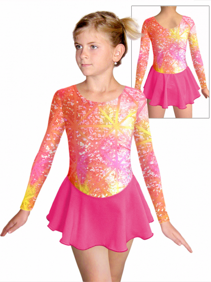 Krasobruslařské šaty - trikot K741g v475 s růžovou